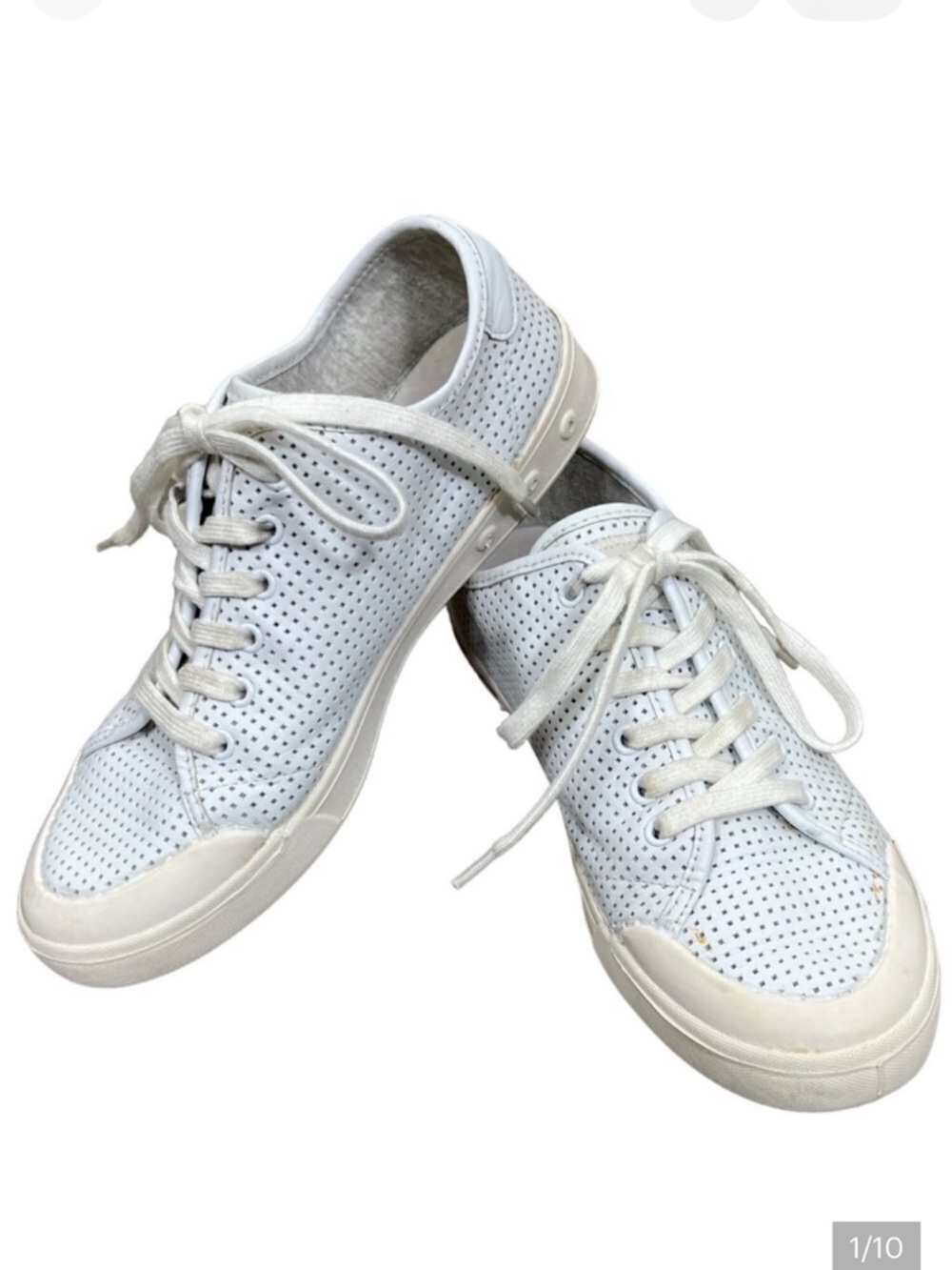 RAG & BONE Standard Issue Lace Up Perforated Leather Sneaker White Sz 39.5 EUC